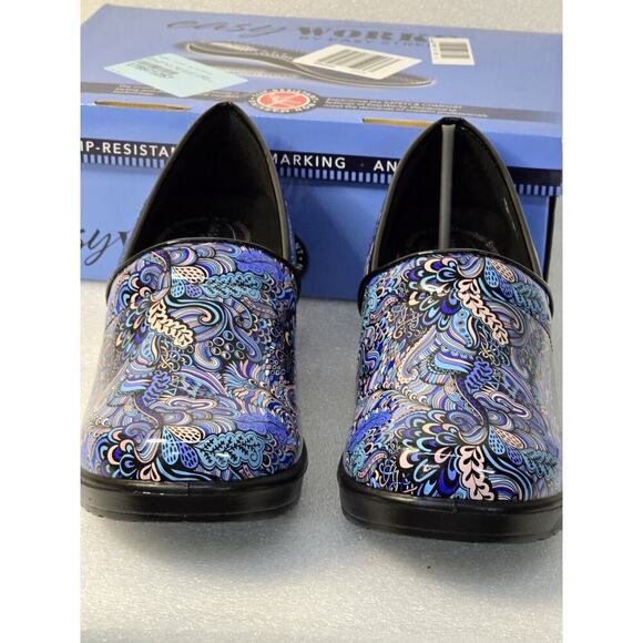 Easy Works Lyndee Women's Slip On Blue Pop Pat New In Box Size 12 M Slip Resista - Picture 3 of 7